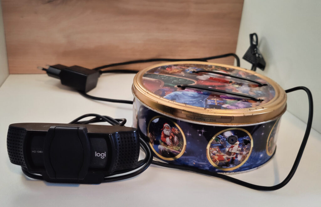 A tin can with a Pi inside and a USB webcam