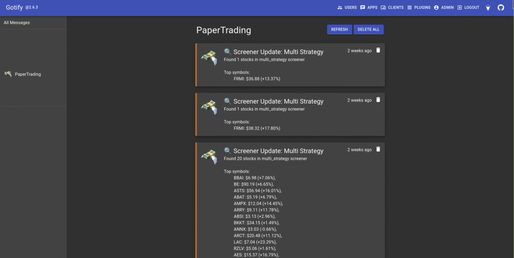 Gotify Alerts from Trading Bot