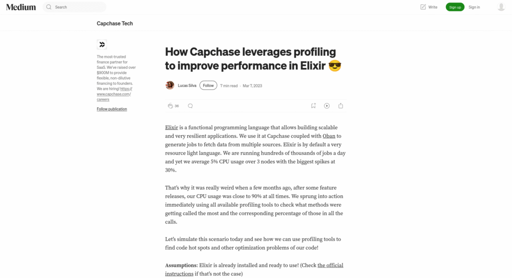 Screenshot of Medium article written by me.